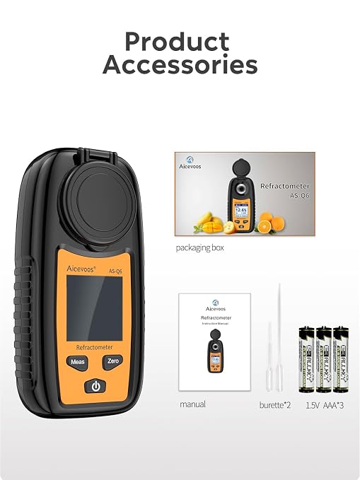 Digital Sugar Brix Refractometer brix Meter Automatic Temperature Compensation Range 0-35%，±0.2% Precision, Perfect for Fruits, Juices, Vegetables, Drinks and Coffee