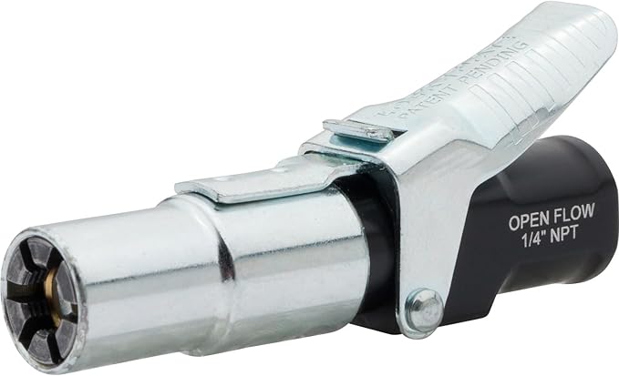LockNFlate Locking Air Chuck - Six Steel Jaws Lock onto Any tire Valve - Won't Leak or pop Off - Rated to 150 PSI - Open Flow