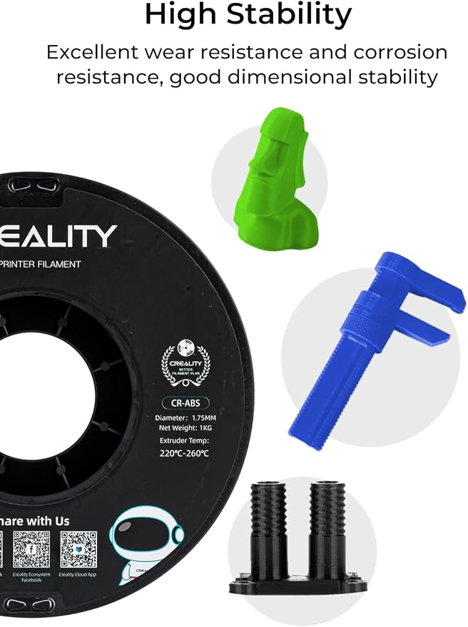 Creality ABS Filament 1.75mm 4 kg, 3D Printer Filament Bundle, Excellent Resistance, Odorless Non-Toxic, Stability, Tough, 4 Pack(8.8 lbs)