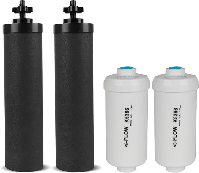 Gravity Water Filter Replacement for Black Filters & K5366 Fluoride Filters | Compatible with Travel,Big,Royal Gravity Water Filter Filtration System,Removes Chlorine,Fluoride Elements,Pack of 4