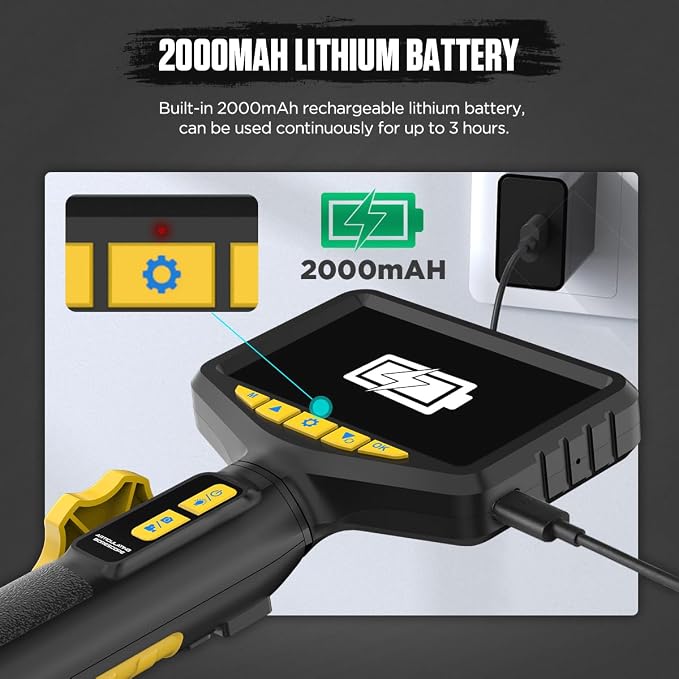 SVB305 Two-Way 210° Articulating Borescope, 4.3" IPS HD Endoscope with Light, IP67 Waterproof 3FT Flexible Cable, 32GB SD Card & 2000mAh Battery, for Automotive/Mechanical/Pipeline Inspections