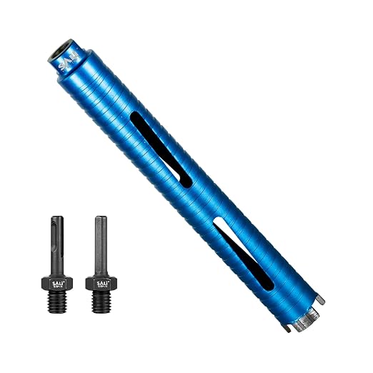SALI Diamond Core Drill Bits 1 3/8" Diameter 10"/254mm Drilling Depth 5/8-11" Thread Core Bit Turbo Laser-Welded Segments for Cured Concrete with, Brick, Block, Masonry, with Two Adapters