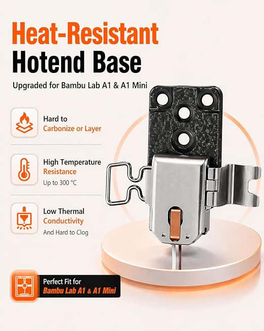 Bamboo lab Upgraded Hotend Heating Assembly for Bambu Lab A1 & A1 Mini, Replacement Hot End Kit with Heating Block for 3D Printer