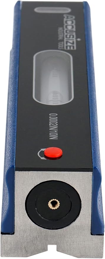 Accusize Industrial Tools 8'' Master Precision Level in Fitted Box, Accuracy: 0.0002''/10'', S908-C685 | Accuracy 0.0002"/10", V-Groove Base, Cross Test Vial, Insulating Grip, Cast Iron