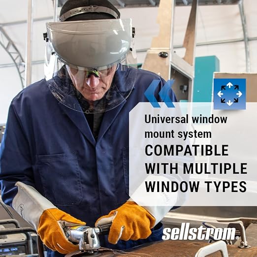 Sellstrom 301 Advantage Series Face Shield - Lightweight, High Impact, Unbound, Polycarbonate Window with Protective Crown & Adjustable Ratchet Headgear, for Work, Grinding, Cutting - ANSI Z87.1