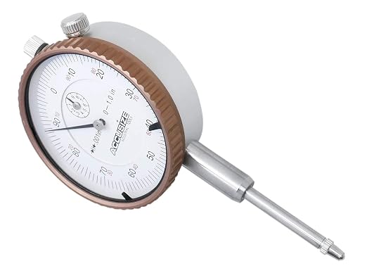 Accusize AGD2 Style Dial Indicator 0-1 in x 0.001 in, P900-S102 | Back Lug With 1/4 in Hole, Rotating Bezel Clamp, Hardened Contact Point, Satin Chrome Finish