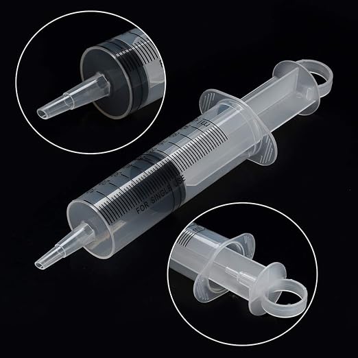 24 Pack 100ml Syringes with Tip Adapters, Large Garden Syringe Individually Packaged for Scientific Labs, Nutrient Measuring, Watering, Refilling
