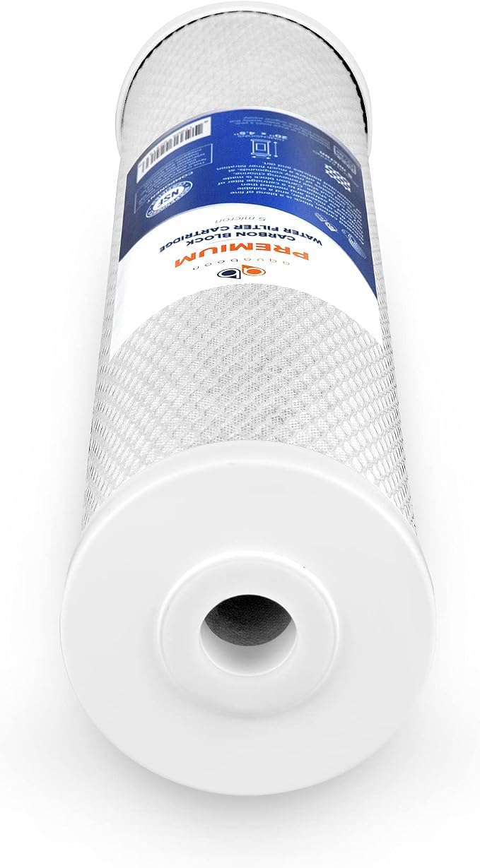 Aquaboon 5 Micron 20 x 4.5 Whole House Water Filter Replacement Cartridge Carbon Block Chlorine Reduction for 1-Stage Water Filtration System 2 Pack