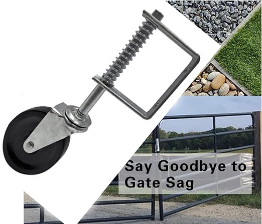Gate Caster gate Wheel 4”, Heavy Duty Gate Caster Wheel with Spring Loaded,Universal Mount Pate, 250-500 lbs Load Capacity, 4 Inches Rubber Wheel(Two PCS)