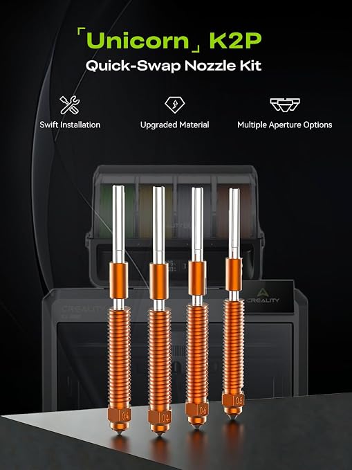 Creality K2 Plus Quick-Swap Nozzle 0.2mm for K2/K2 Plus/Creality Hi 3D Printers, Single Nozzle Replacement, Upgraded Material & Swift Installation