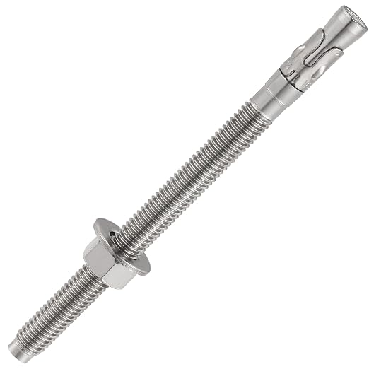 Wensilon 5Pcs 5/8x8 Inch Standard Fasteners for Heavy-Duty 304 Stainless Steel Wedge Anchors for Cement and Concrete