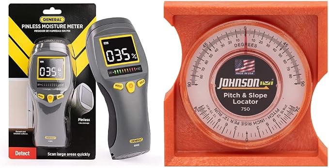 General Tools LCD Moisture Meter Bundle with Johnson Pitch & Slope Locator