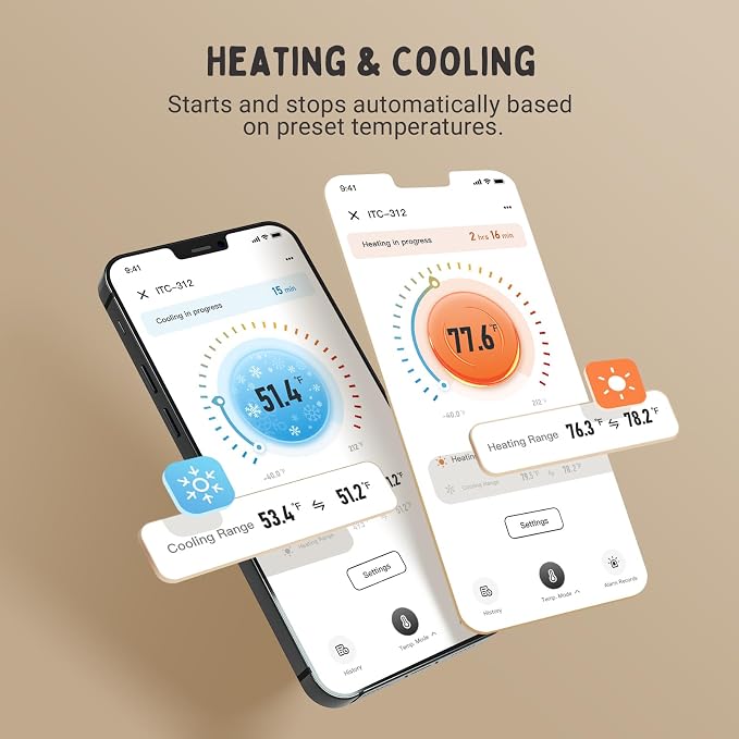 Inkbird ITC-308 with ITC-312 Temperature Controller for Plant Grow Tent Greenhouse Reptile for Heating and Cooling