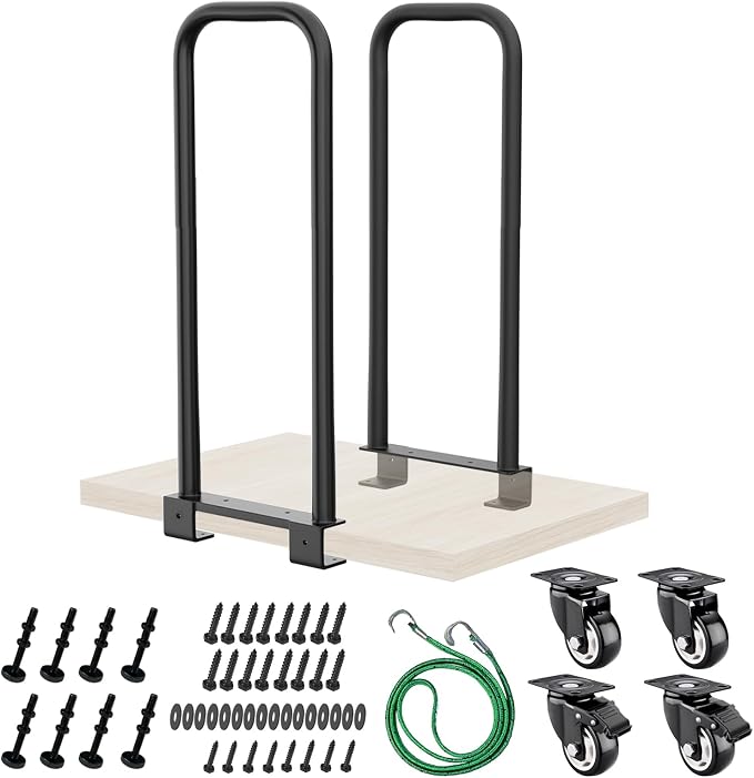 28 Inches Cart Handle Dolly Converter Kit with 4 Locking Caster Wheels, Suitable for Various Wooden Boards and Wood Strip, SuitableGarage, Moving Dolly, Workshop Tool, Garden，Mattress Mover