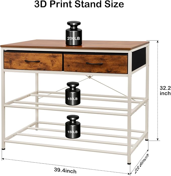 3D Printer Stand with Filaments Storage, Sturdy 39.4" 3D Printer Table Rack | Heavy Duty