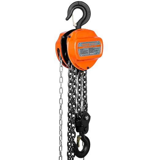 VEVOR Hand Chain Hoist, 2 Ton 4400 lbs Capacity 10 FT Come Along, G80 Galvanized Carbon Steel with Double-Pawl Brake, Auto Chain Leading & 360° Rotation Hook, for Garage Factory Dock