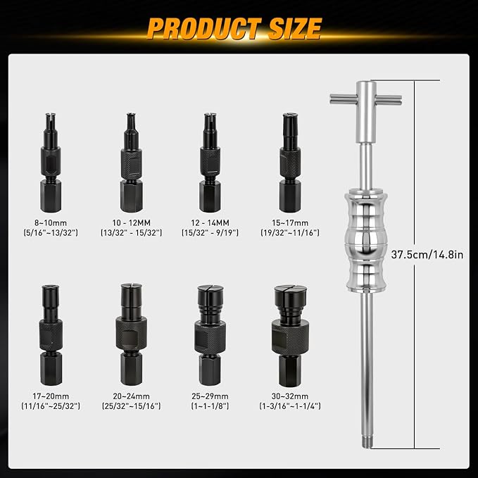 GOOACC 9PCS Blind Inner Bearing Puller Set, Slide Hammer with Expandable Collets 8-32MM Blind Hole Collet Bearing Slide Hammer Puller Set Internal Pilot Bearing Removal Tool for Axles Bearings, Red