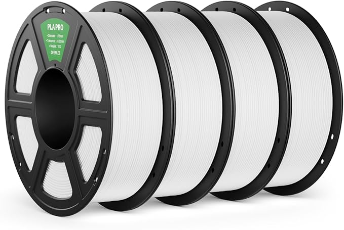 PLA PRO Filament 1.75mm, Stronger Toughness 3D Printer Filament, PLA Filament Dimensional Accuracy +/- 0.02 mm, Neatly Wound, Fits Most FDM 3D Printer, 4 Pack White