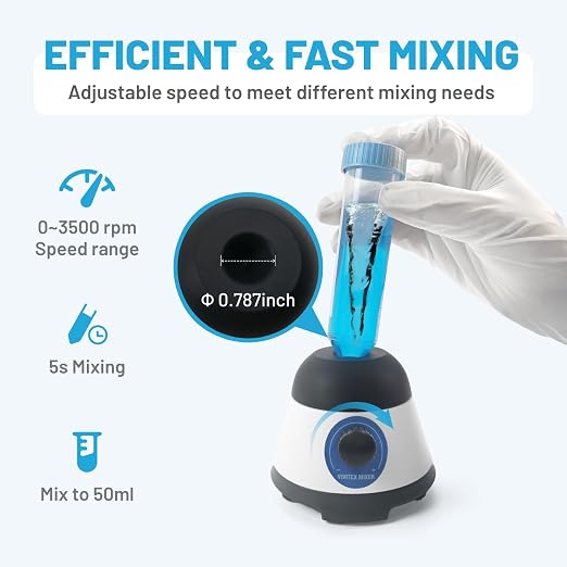Mini Vortex Mixer with Touch Start Function, Lab Mixing, Nail Polish,Eyelash Adhesives and Acrylic Paints Mixing, Lab Vortexer for Tubes,Include 50 pcs Stainless Steel Mixing Balls