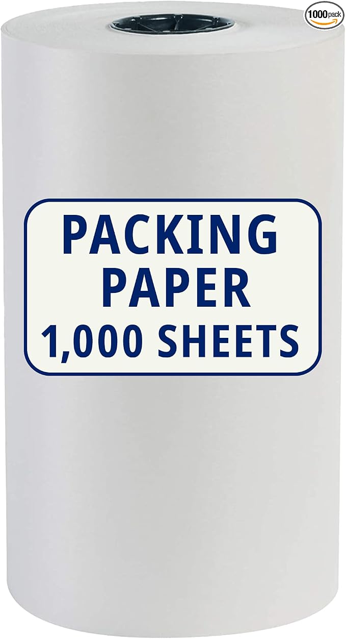 BOX USA Packing Paper Roll 1440'L x 15"W - 1,000 Sheets 17” Long Equivalent - Large White Newsprint for Shipping, Packaging, Storage and Moving Supplies