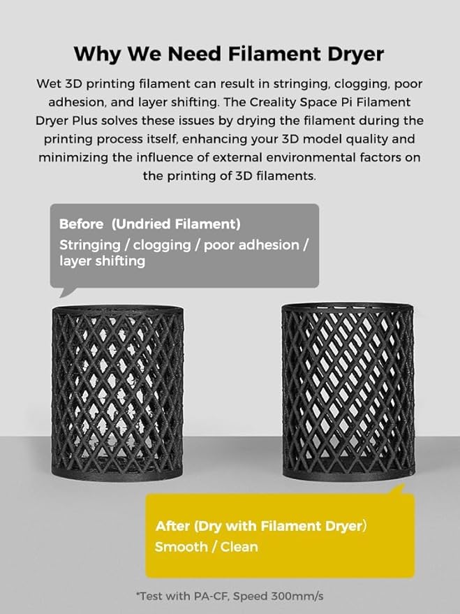 Creality Space Pi Filament Dryer Plus, 2 Spools Filament Storage Box, Double 360° Heating Drying with Fan&Touch Screen, 3D Printer Filament Spool Holder, Dehydrator 1.75/2.85/3mm PLA PETG ABS TPU
