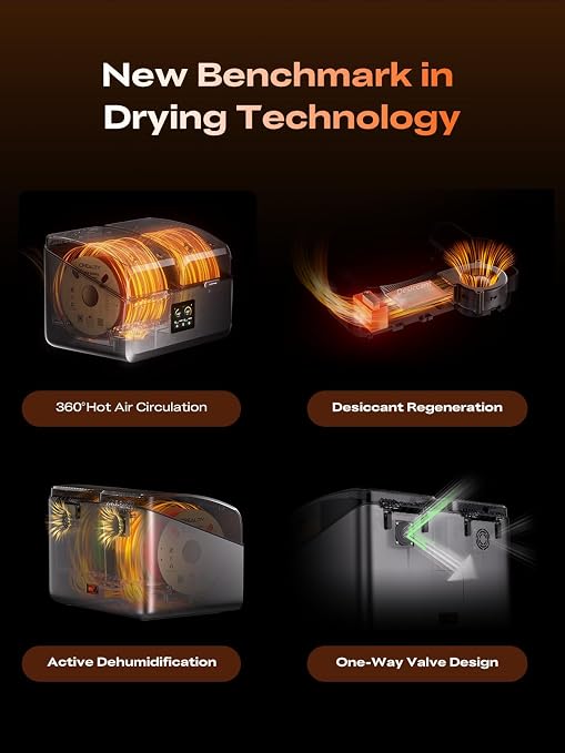 Creality Filament Dryer Box 4 Spools, Space Pi X4 Filament Storage Box, 200W PTC Heats Up to 85°C, Dual Heating Chambers, Fast Drying & Moisture-Free Storage, for PLA, PETG, TPU, ABS