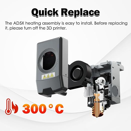 Hotend Heating Assembly Kit for AD5X Heat Resistant Heating Component with Base Clip Heater Cartridge Thermistor Temperature Sensor for Flashforge AD5X 3D Printer Accessories