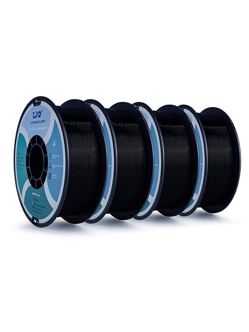 ZIRO PLA Filament 1.75mm,3D Printer Filament PLA PRO Basic Color Series 1.75MM Total 4KG(8.8lbs), Dimensional Accuracy +/- 0.03mm,Black(1KG X 4 Spools Pack)
