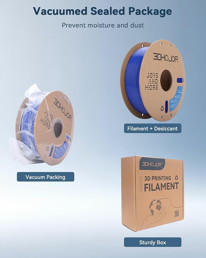 3DHoJor PLA Filament 1.75mm,3D Printer Filament,1kg Cardboard Spool (2.2lbs),Dimensional Accuracy +/- 0.03 mm,Vacuum Packaging,Odor Free, Clog Free,Fit Most 3D FDM Printer,Blue