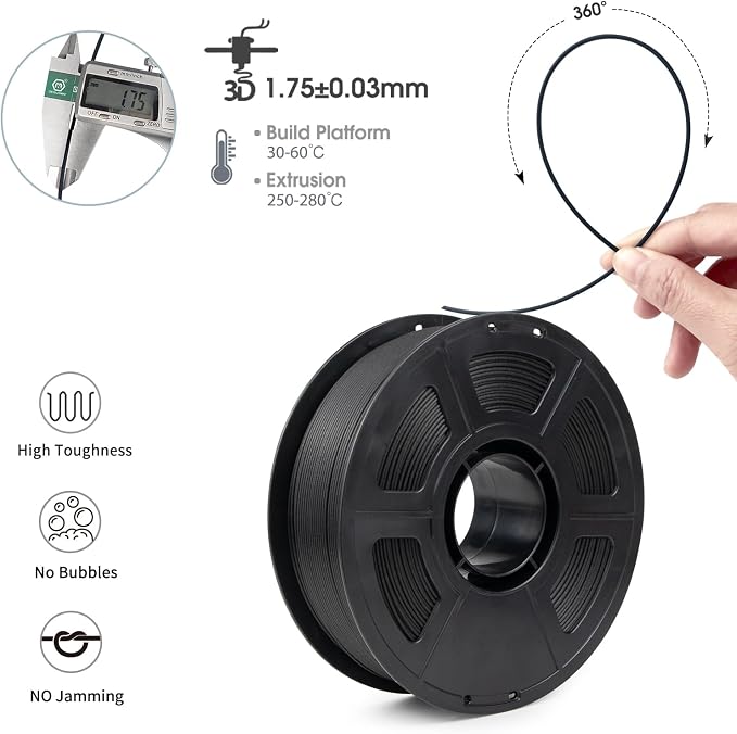 iSANMATE Carbon Fiber ASA Filament 1.75mm, ASA CF Bundle UV/Rain/Heat Resistant Tough 3D Printer Filament, Perfect for Outdoor Functional Parts, Black 3KG