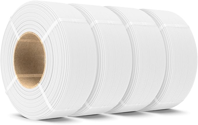 SUNLU 4KG PLA Filament Refill 1.75mm, 1000g PLA Matte Filament Bundle 4 Packs, 3D Printer Filament Refill for Reusable Spools, Fit for Most Brand Spool. 1KG/Roll, White*4