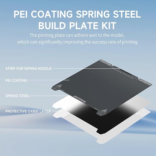 Official Creality K1C Build Plate 235x235mm Original Smooth PEI Sheet with Nozzle Cleaner Flexible Spring Steel Magnetic Platform Plate for K1/K1C/Ender 3/3 V2/3 V3/3 V3 KE/3 V3 SE/3 Neo/3 V2 Neo
