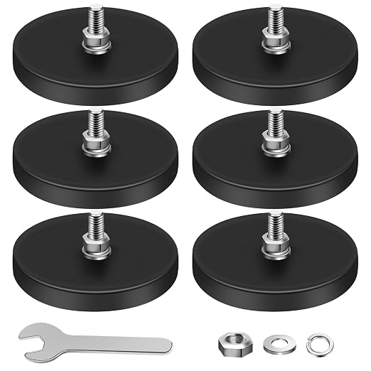 DIYMAG Magnet 6PCS 1/4inch Screw Hole Strong Rubber Coated Magnets Magnetic License Plate Holder Mounting Heavy Duty Rare Earth Round Base Flat Bar Camera Vehicle Threaded Studs Bolts Rock Light | Strong Rare Earth Magnets with Flat Base, for Mounting ...