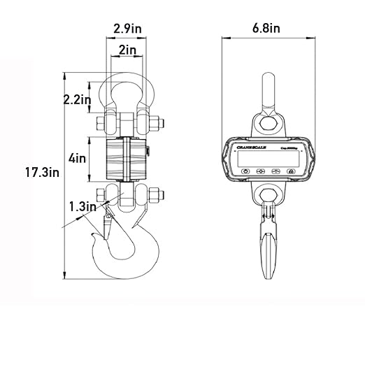 6600lb/3000kg Digital Crane Scale, Industrial Hanging Scale, Heavy Duty Electronic Scale, Battery Powered High Accuracy Scale, LCD Kilograms and Pounds Display