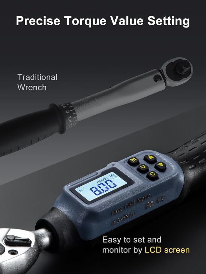 GROWNEER Digital Torque Wrench, 1.1-22.1 Ft-lbs/1.5-30 Nm, Motorcycles Bicycles,1/4" Drive Electronic Inch Pound Torque Wrench with Buzzer & LED Indicator,for Gunsmithing Bike Motorcycle