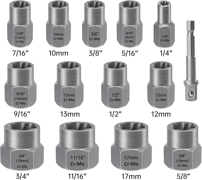 XEWEA 49PCS Screw & Bolt Extractor Set with Left Hand Drill Bit Set, Multi-Spline Easy Out Broken Bolt Remover Tools for Damaged Stripped Rounded-Off Bolts, Socket Screws, Nut, Studs and Fittings