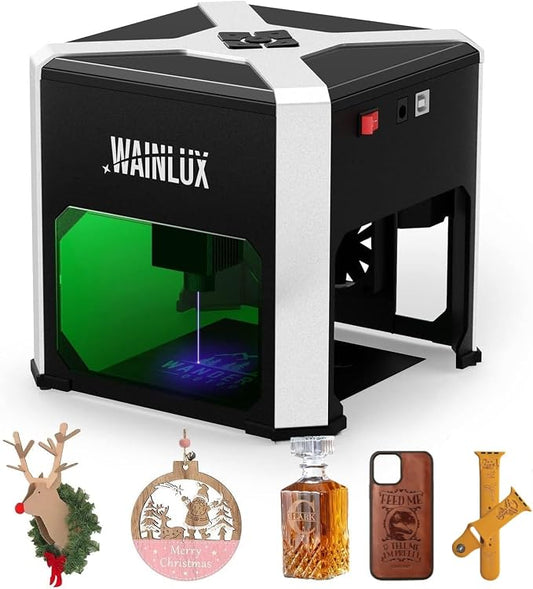 Laser Engraver WAINLUX K6 Pro, 3000mW Laser Engraving Machine, 0.05mm Accuracy, BT Connection Portable Mini Laser Cutter Engraver Tool for Wood Vinyl Leather Glass, DIY Art, Logo Design,Laser class4