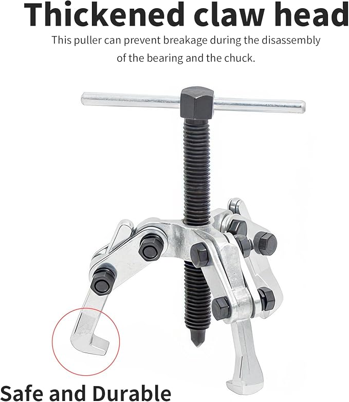 3 Jaw 2.25in/60mm Universal Bearing Gear Pullers Heavy Duty Extractor Tool,High Carbon Steel Puller,Adjuestable Removal Kit Type for Bearings/Flywheels/Pulleys Remove