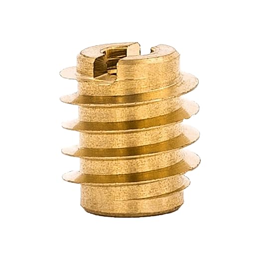 E-Z LOK Knife Threaded Insert for Hard-Wood, Brass Thread Inserts 4-40 Internal Threads, 0.375" Length Pack of 25