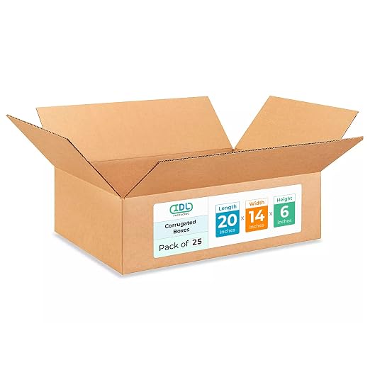 Large Shipping & Moving Boxes 20"L x 14"W x 6"H (25-Pack) - Extra Strength 200 lb vs Regular - USA-Made Corrugated Moving Boxes Large for Delivering - Heavy Duty Moving & Packing Box by IDL Packaging