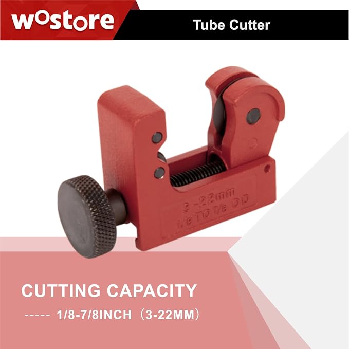 Wostore Double Flaring Tool Kit for 45° Single Double Flares with 7 Adapters, Brake Flare Tool with Tube Cutter Deburring Tool for Copper Brake Line, Hydraulic System, Copper Tubing Flare Kit