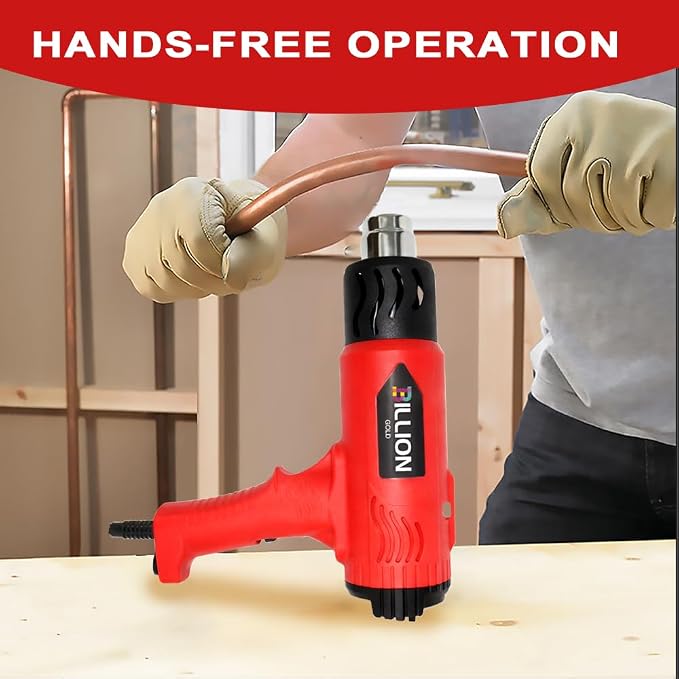 3D Grip Heat Gun 1800W - 120℉ to 1200℉ Dual Temperature Hot Air Gun Kit with 4 Nozzles - Black Red Professional Heat Shrink Gun for Crafts, Shrink Wrap, Electronics Repair