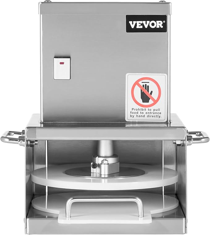 VEVOR Electric Pizza Dough Press Machine, 6 Inch Pizza Pastry Press Plate, Stainless Steel Bread Presser, Commercial Forming Machine with Adjustable Thickness and 100 Sheets of Parchment Paper
