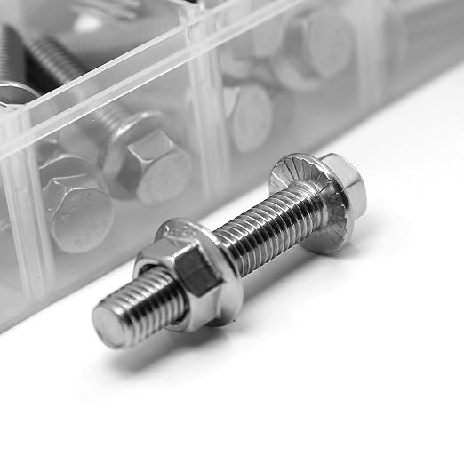 240PCS M5 M6 M8 Flanged Bolts and Nuts Kit,Stainless Steel 304 Metric Flanged Hex Screws Nuts Includes 14 Most Common Sizes