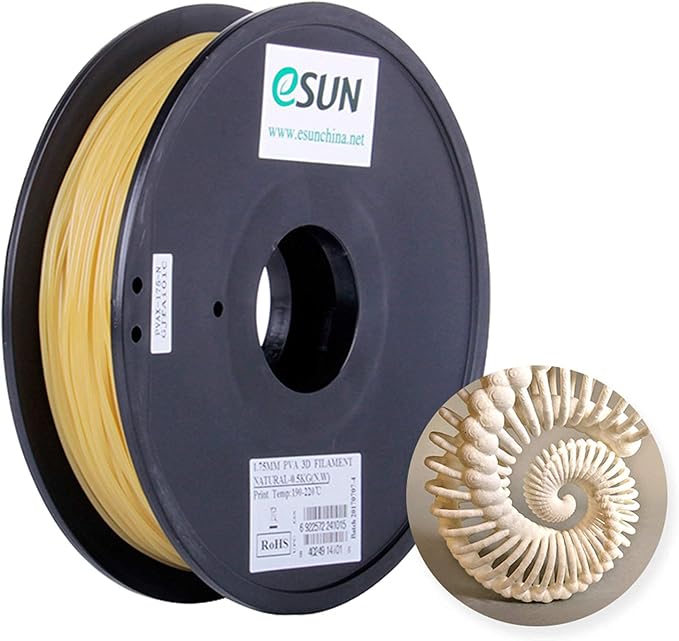 eSUN Water Soluble PVA Filament 1.75mm, 3D Printer Filament PVA, 0.5KG Spool 3D Printing Filament for 3D Printers, Natural