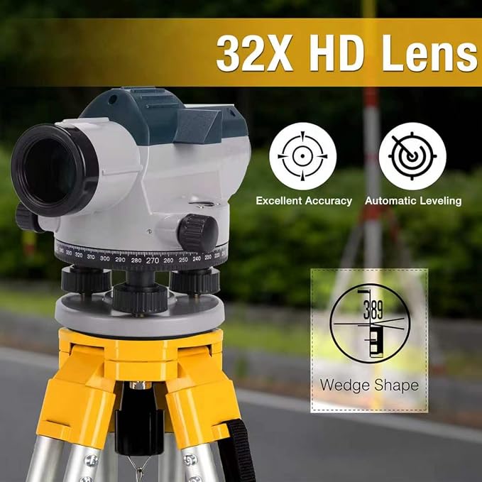 32x Automatic Transit Level AL32 Power Automatic Optical Level Auto Level | Self-Leveling Tool for Builders & Contractors | Excellent Accuracy | Water-resistant Measuring Instruments