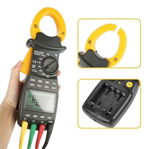 Jeanoko 1PCS MS2203 3-Phase Clamp Meter with 9999 Count Display Digital Multimeter Power Factor Clamp Meter, 28 Groups Data Storage Digital Clamp Meter