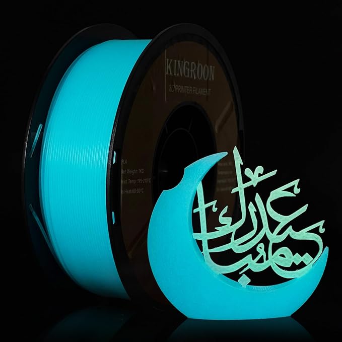 Kingroon Glow in Dark 1.75mm PLA Filament, Fit Most FDM 3D Printers, Dimensional Accuracy +/- 0.03 mm, 1kg Spool(2.2lbs), Luminous PLA 3D Printer Filament - Sky Blue