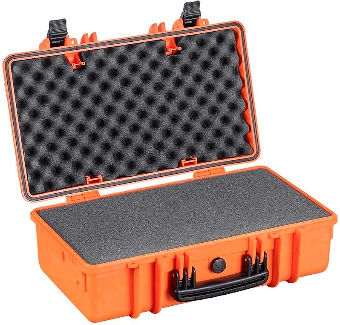 Monoprice Weatherproof Hard Case - 22 x 14 x 8 Inches, With Customizable Foam, Shockproof, IP67, Ultraviolet And Impact Resistant Material, Orange - Pure Outdoor Collection