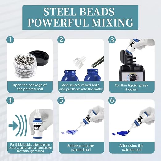 2400RPM Vortex Mixer Model Paint Shaker & 100PCS Balls Stainless Steel Cap.100ML for Hobby Acrylic Paints,Nail Polish,Pigment,Eyelash Glue Adhesives